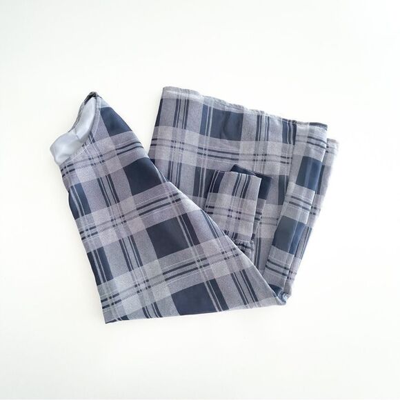 BB Dakota Plaid Dress Shift Dress Navy Gray Long Sheer Sleeve Women's S - Picture 11 of 11